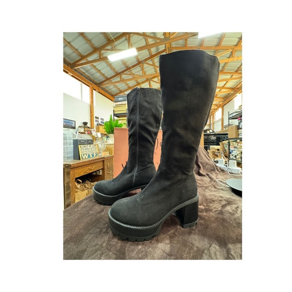 wild Pair Black Knee-High Platform Boots size 10 - Picture 7 of 12